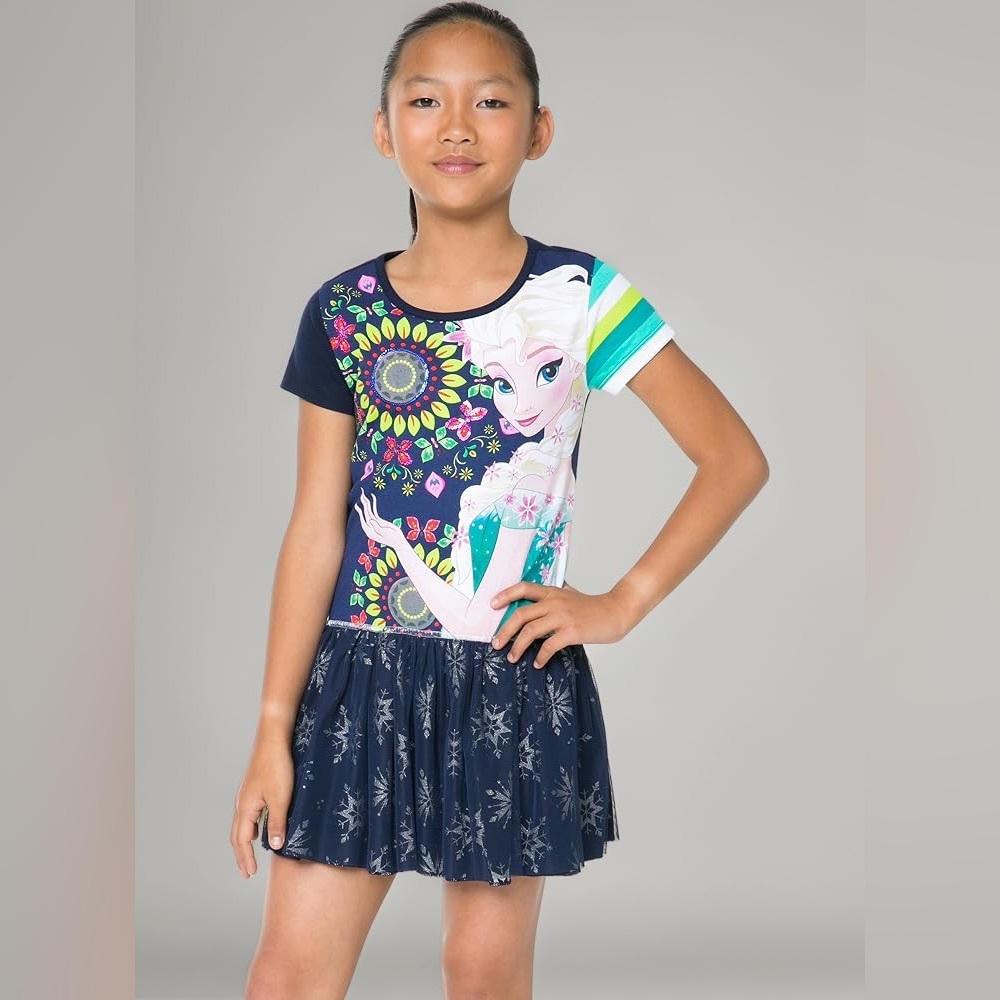 Desigual Disney Frozen girls Dress size 4 Elsa embellished short sleeve